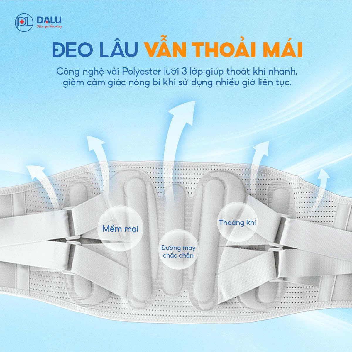 Vải lưới 3 lớp thoáng khí — đeo lâu vẫn thoải mái